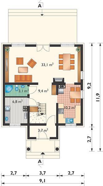 План 1 этажа дома DBH-2941-56 План 1 этажа дома DBH-2941-56